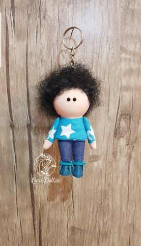 عروسک جاسوئیچی پسر ۱۰سانتی مو مشکی