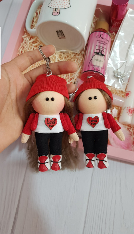 عروسک جاسوئیچی دستساز ۱۰سانتی جفت دختر و پسر