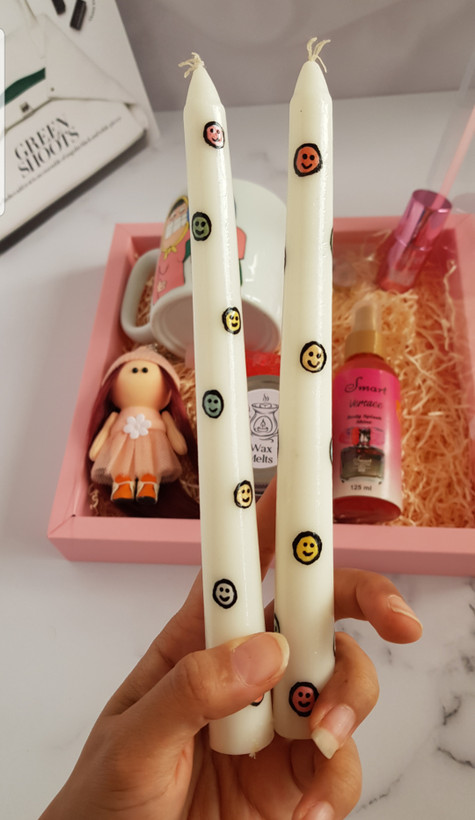 شمع ۲۰سانتی نقاشی شده ی ایموجی