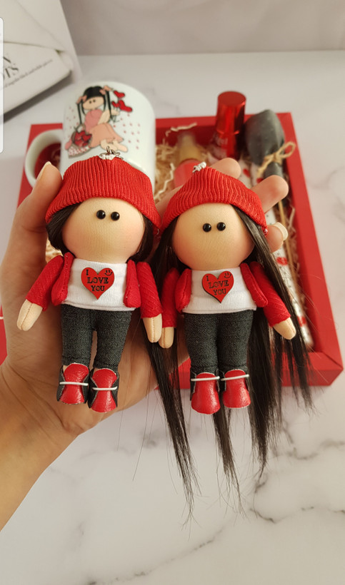 جاسوئیچی جفت دختر و پسر عروسکی دستساز ۱۰سانتی